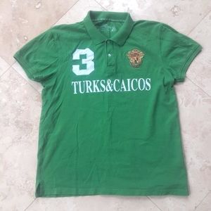 Robin Ruth Turks & Caicos Crest Polo Collar Shirt, 100% Cotton, EUC